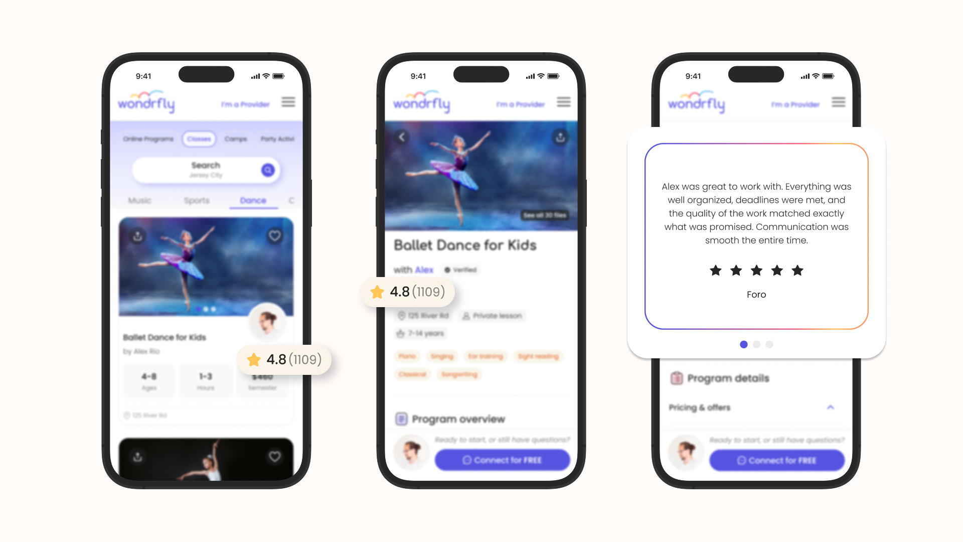 Providers with reviews and testimonials